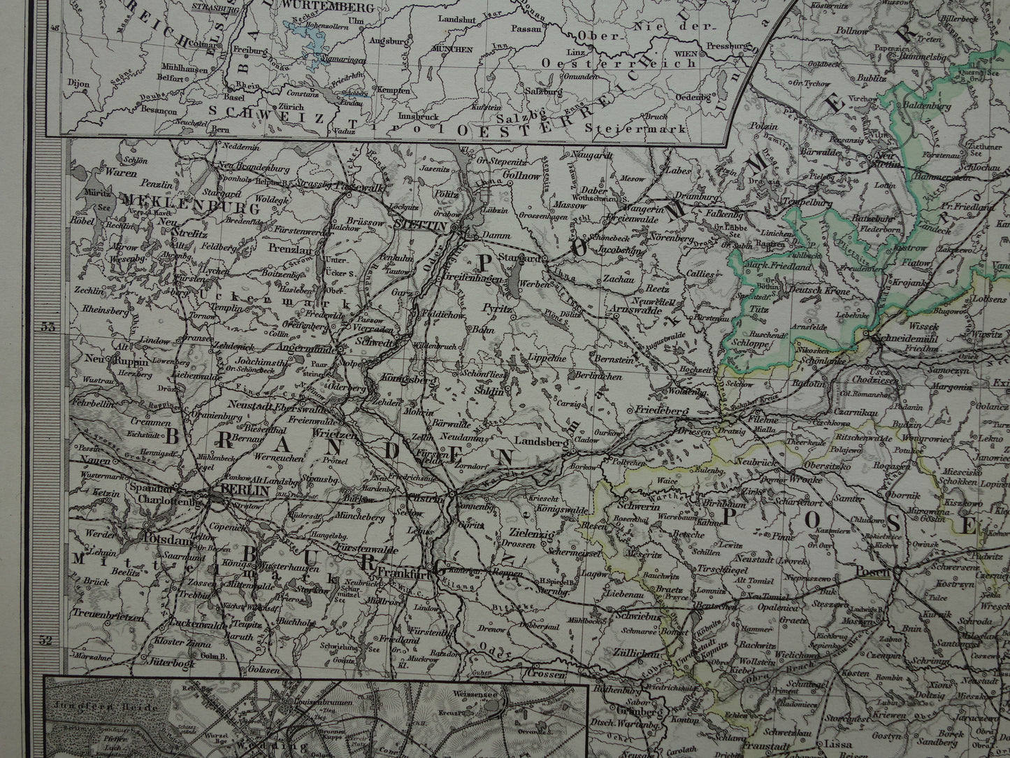 PRUSSIA Antique map of the Province of Prussia and Posen in 1878 Large original 145+ year old map Berlin Prussia Poland Germany
