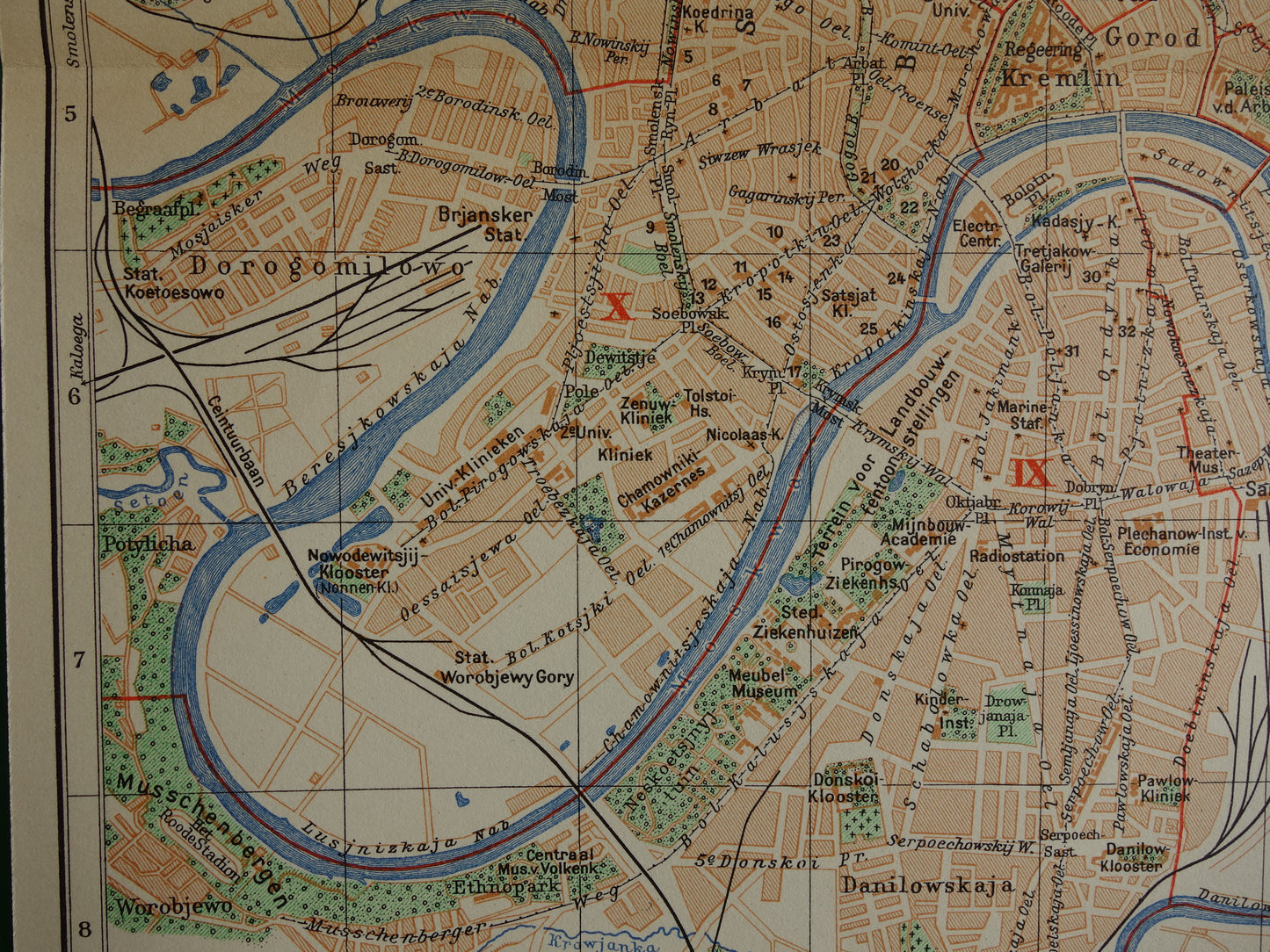 MOSCOW Vintage map of Moscow Russia from 1937 original old Dutch map