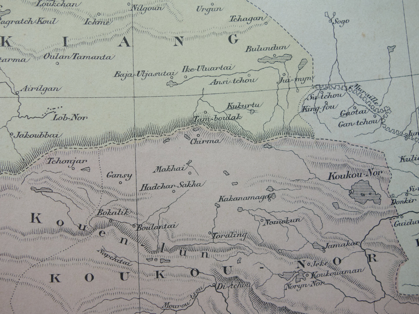 Alte Karte von Tibet und Xinjiang aus dem Jahr 1896, historische Karte von Tibet und Xinjiang, antike Vintage-Karten