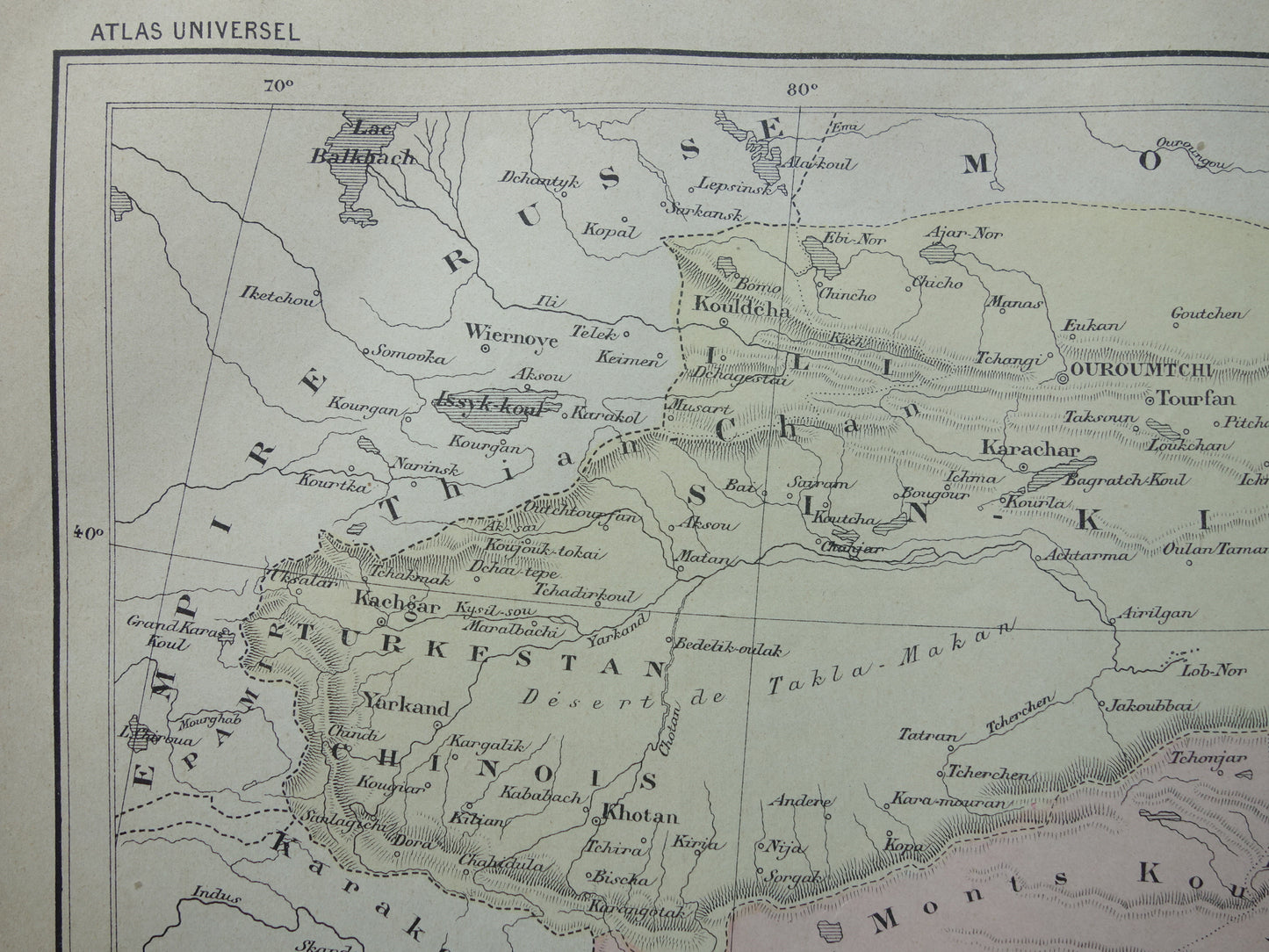 Alte Karte von Tibet und Xinjiang aus dem Jahr 1896, historische Karte von Tibet und Xinjiang, antike Vintage-Karten