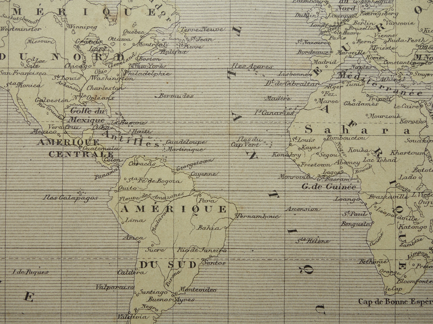 WORLD MAP old map of the world with routes explorers original antique map about voyages of discovery
