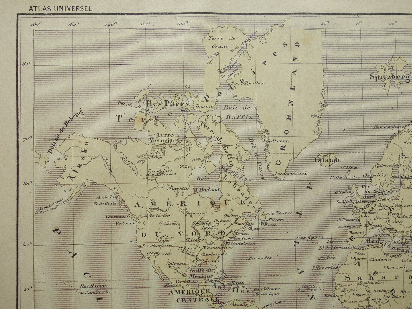 WORLD MAP old map of the world with routes explorers original antique map about voyages of discovery