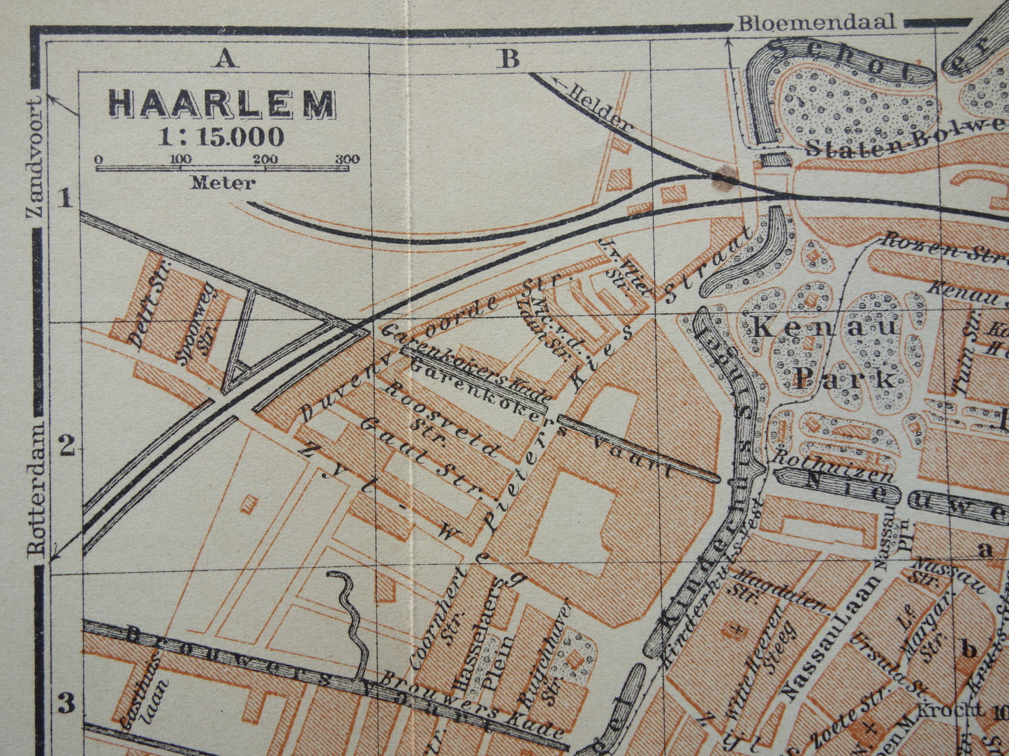 HAARLEM oude kaart van Haarlem uit 1904 kleine originele antieke plattegrond