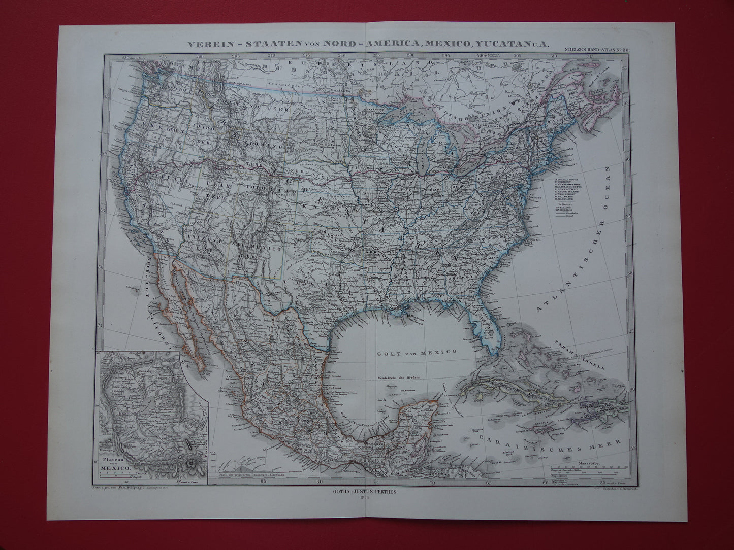 UNITED STATES old map of USA in 1876 antique map of America USA original vintage historical maps