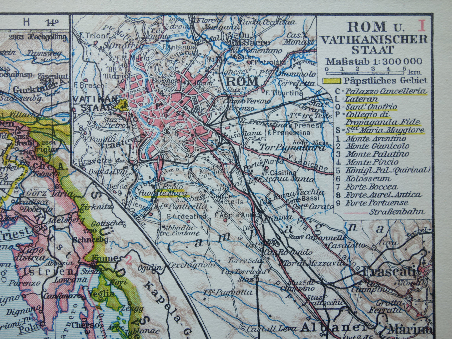 Oude landkaart van ITALIË uit 1931 originele vintage kaart Rome