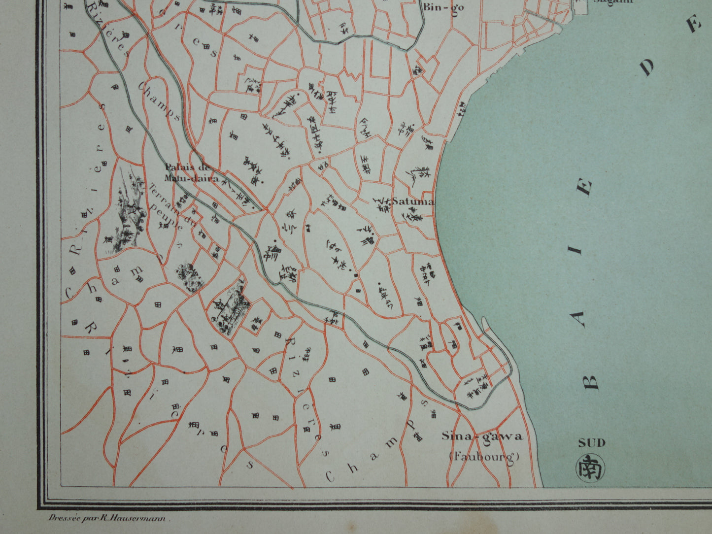 TOKIO Grote Oude plattegrond van Tokio Japan 1896 originele antieke Franse kaart Yedo