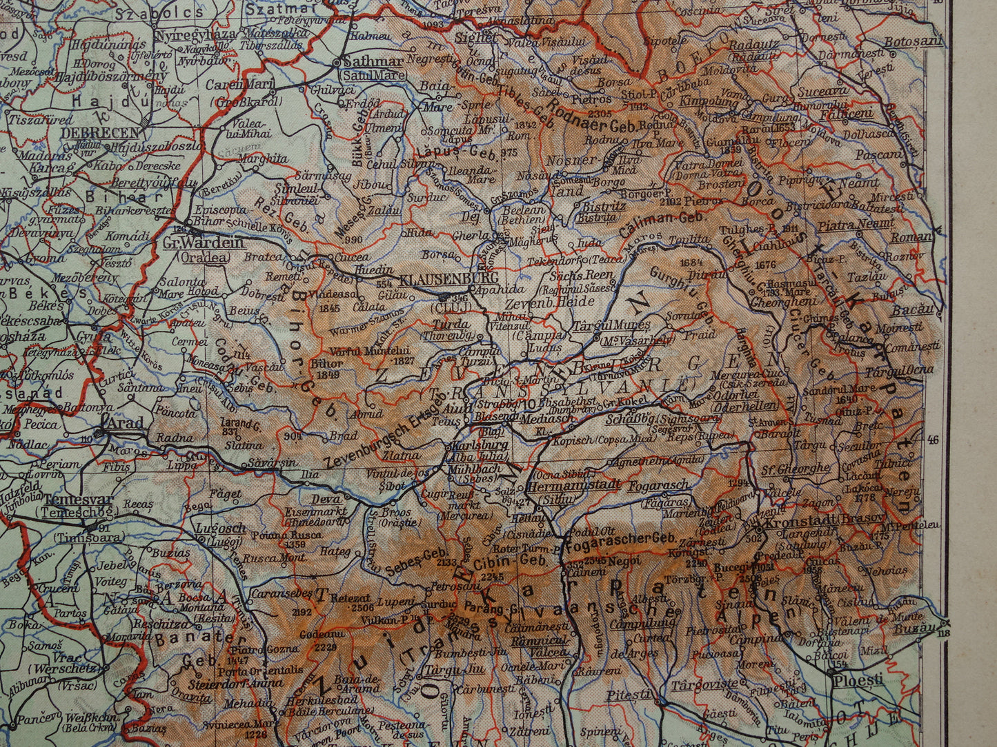 HUNGARY old map of Hungary and Czechoslovakia from 1935 original vintage map Slovakia