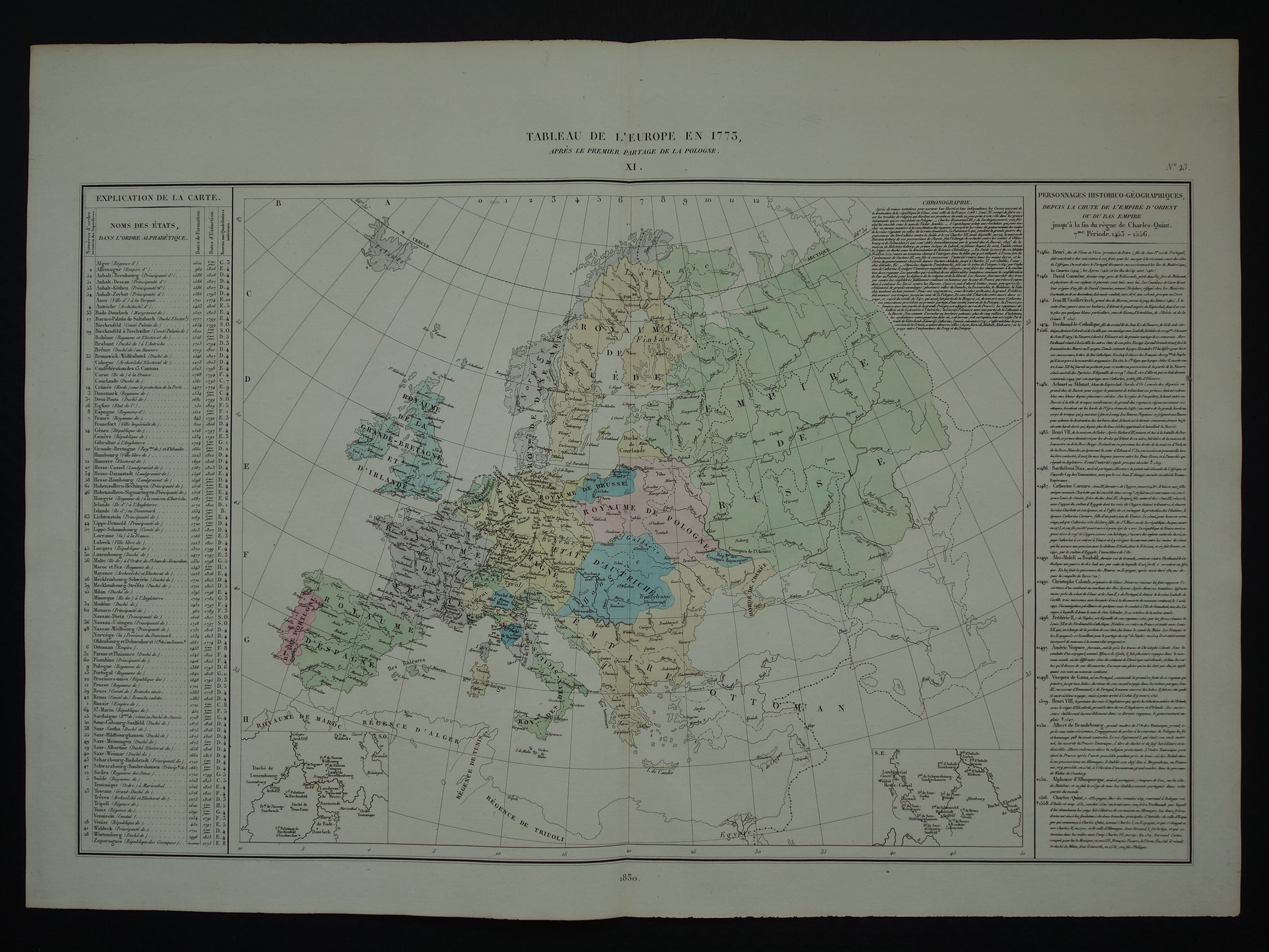 Tableau de l'europe en 1773 apres le premier partage de la pologne Denaix