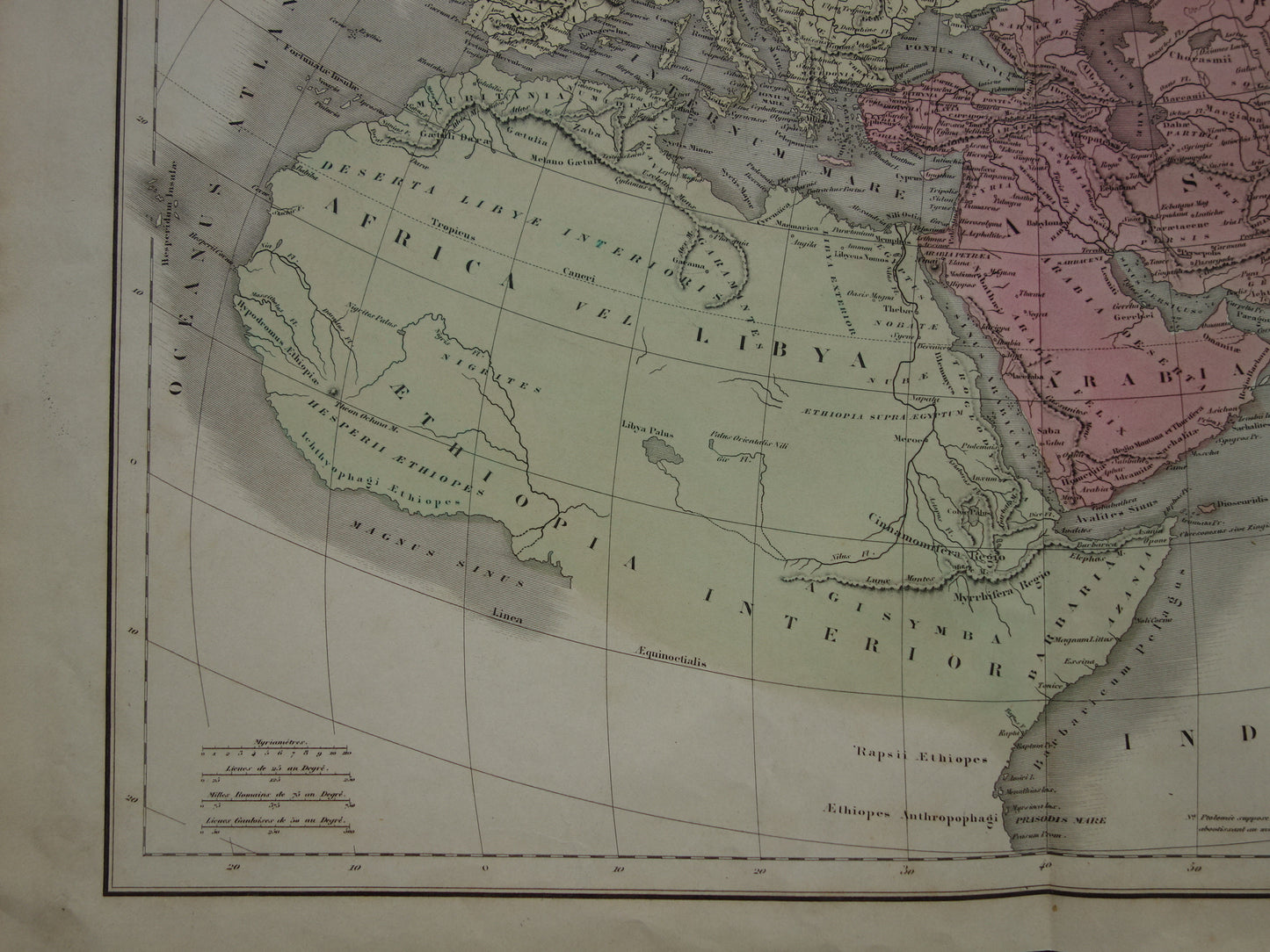 Ptolemy old world map from 1859 map of the classical world original antique hand colored map