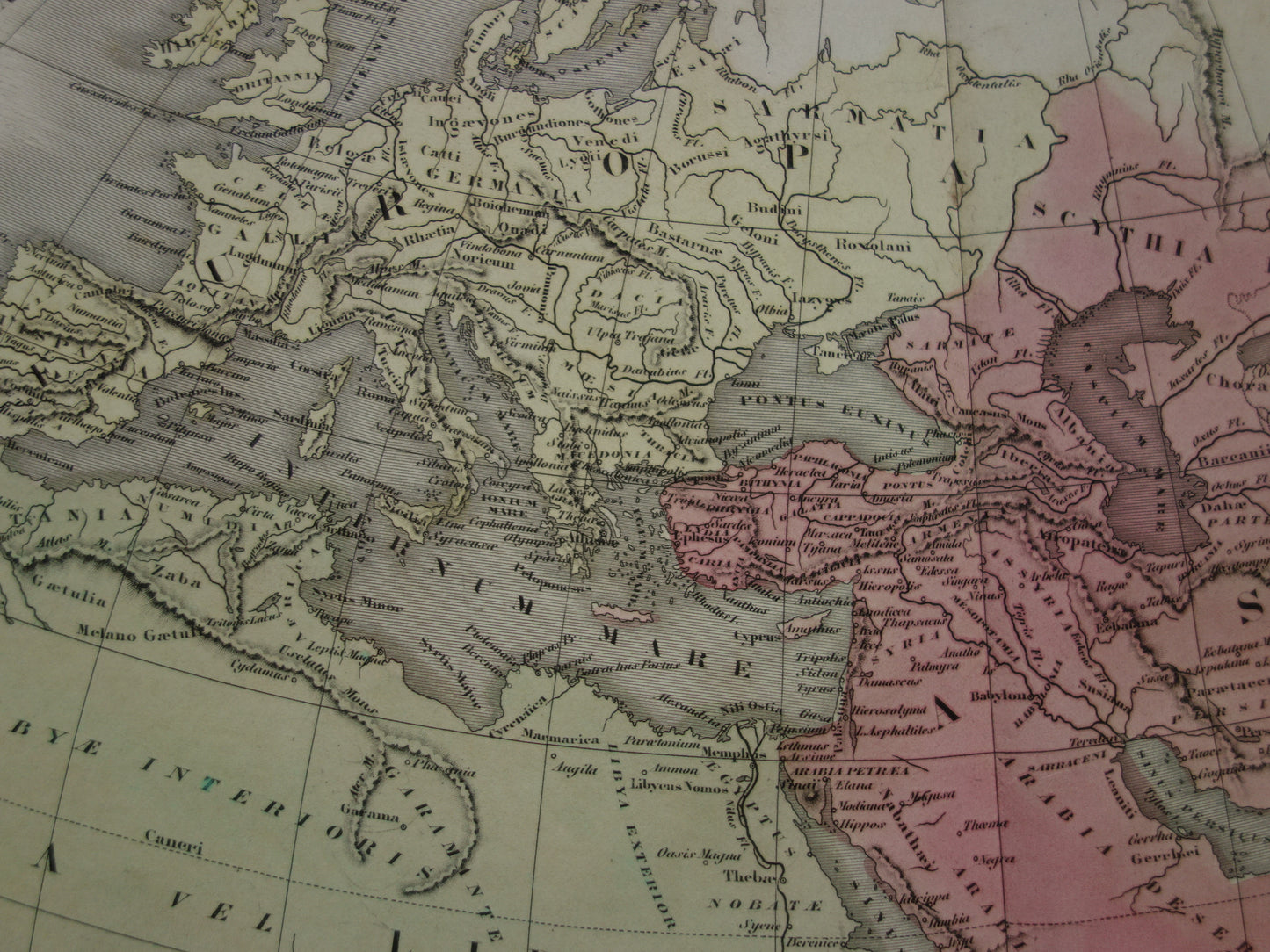 Ptolemy old world map from 1859 map of the classical world original antique hand colored map