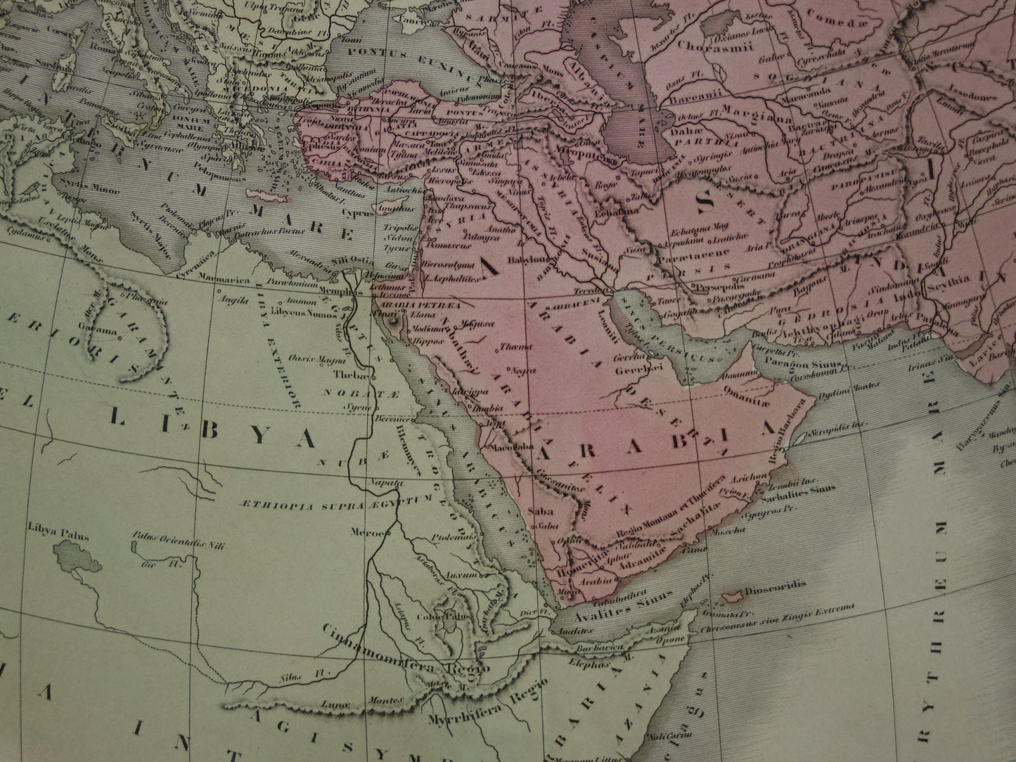 Ptolemy old world map from 1859 map of the classical world original antique hand colored map