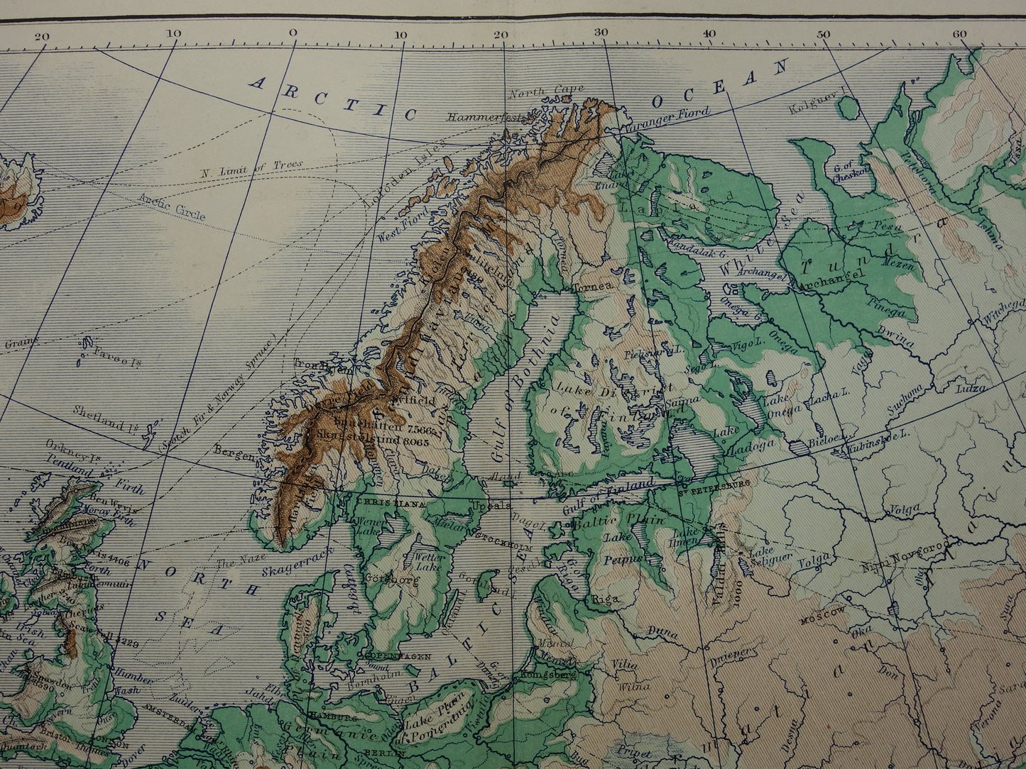 Europe antique map of Europe 140+ year old map of continent from 1879 - original vintage elevation map