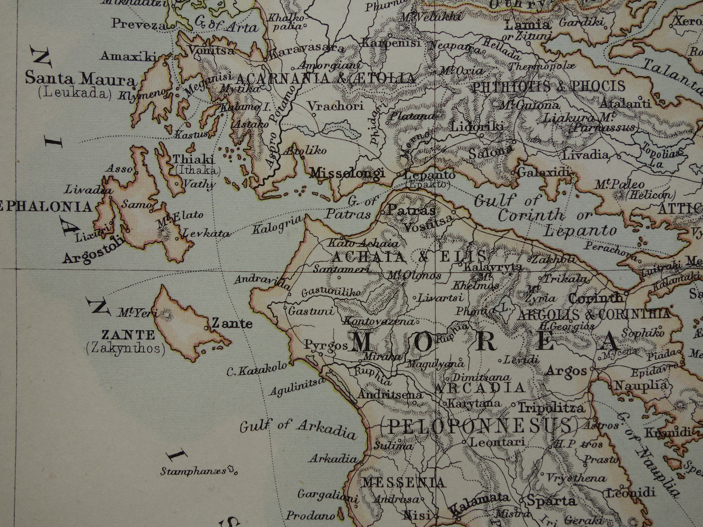 GREECE old map of Greece original English antique map from 1880 vintage maps