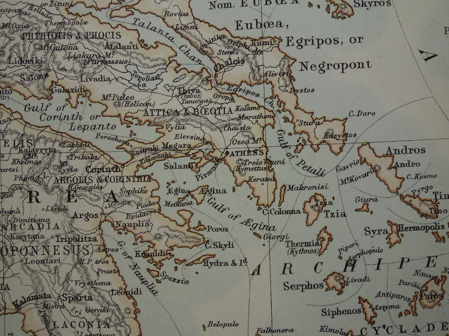 GREECE old map of Greece original English antique map from 1880 vintage maps