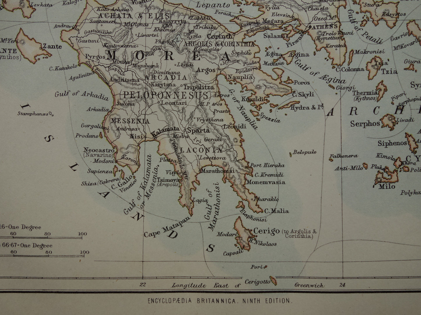 GREECE old map of Greece original English antique map from 1880 vintage maps