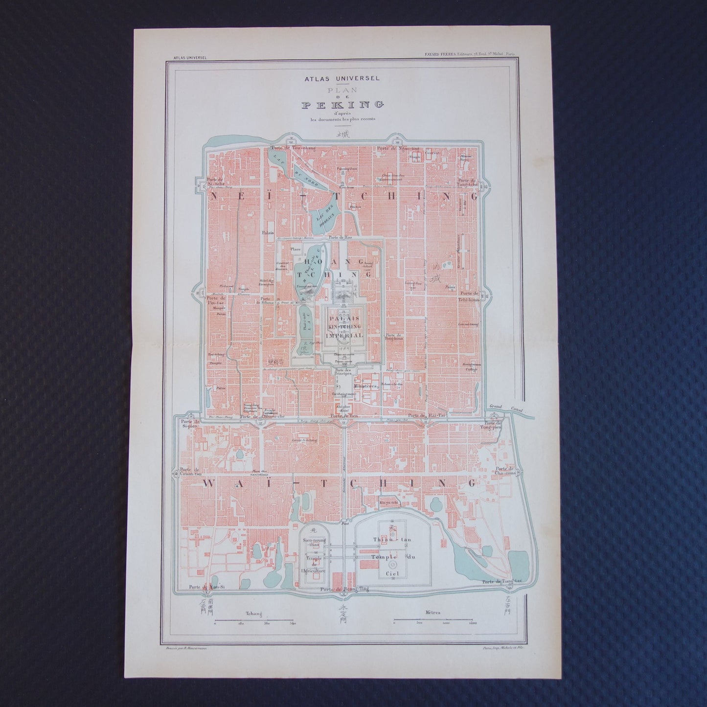 BEIJING Large old map of Beijing China from 1877 original antique French plan historical maps Beijing