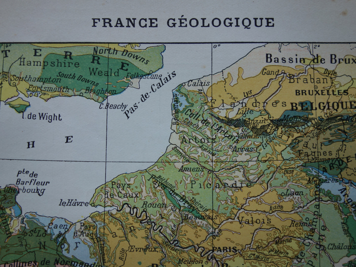 Old map of France Geology Antique Geological map from 1902 Vintage maps French Soil Time scale