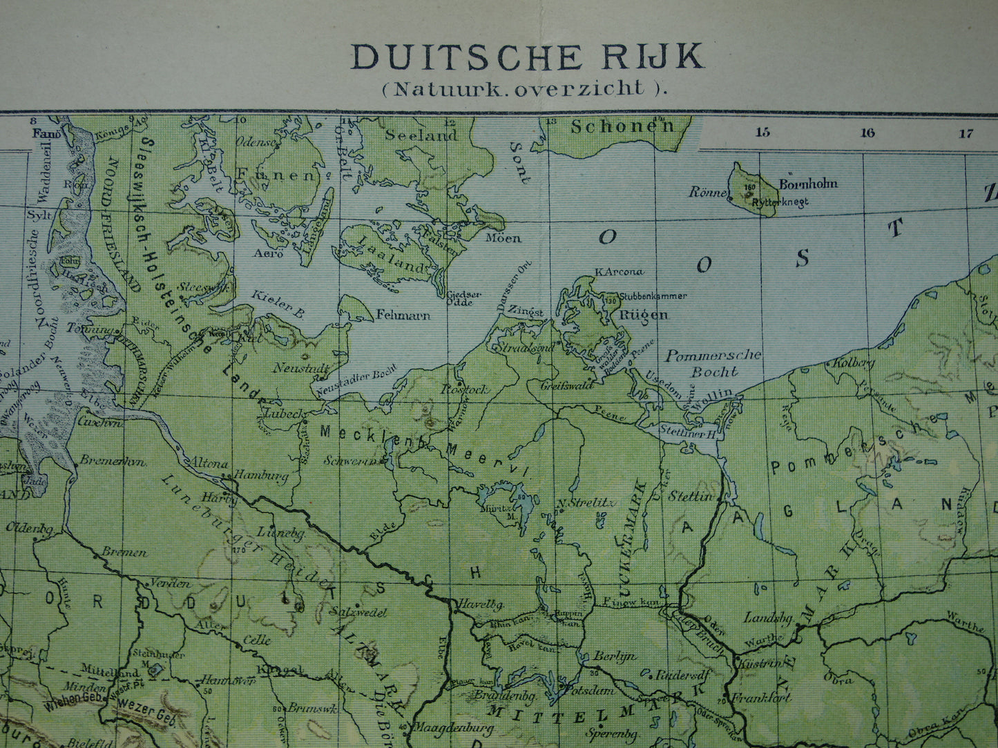 DUITSLAND oude hoogtekaart en geologische kaart van Duitse Rijk uit 1907 originele antieke Nederlandse landkaart Geologie