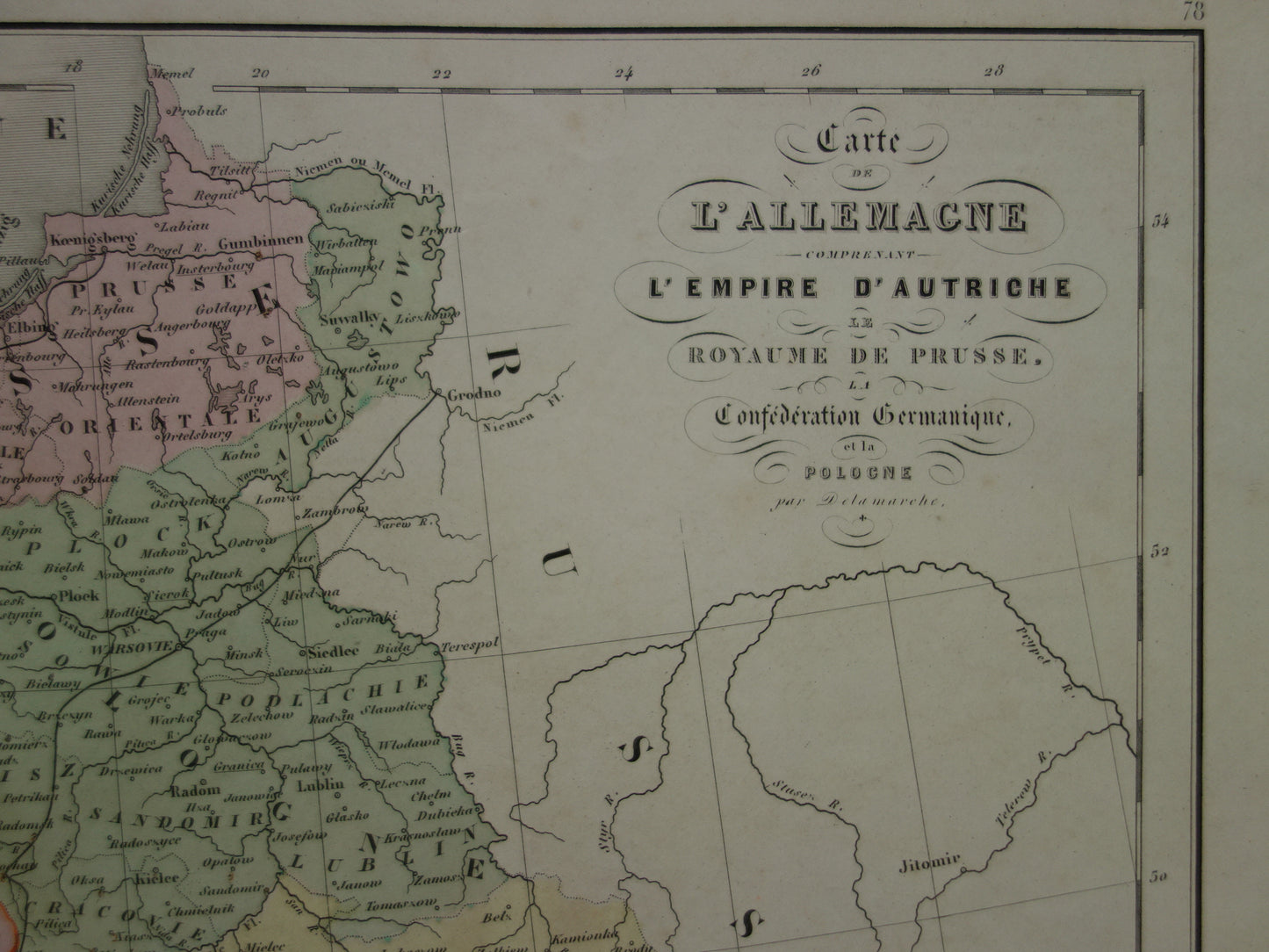 GERMANY Antique map of German Confederation Prussia Poland Original 165+ year old map German Confederation