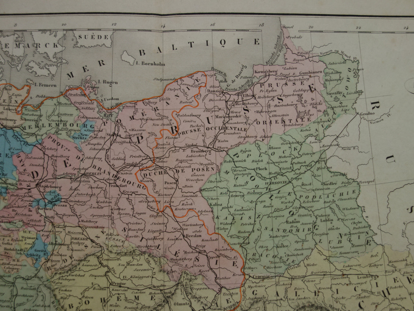GERMANY Antique map of German Confederation Prussia Poland Original 165+ year old map German Confederation
