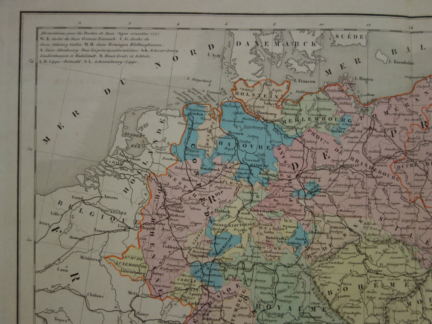 GERMANY Antique map of German Confederation Prussia Poland Original 165+ year old map German Confederation