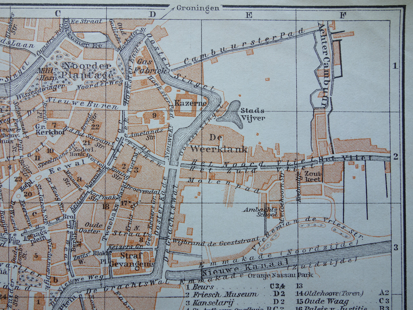 Leeuwarden oude kaart van Leeuwarden uit 1910 kleine originele antieke plattegrond vintage print