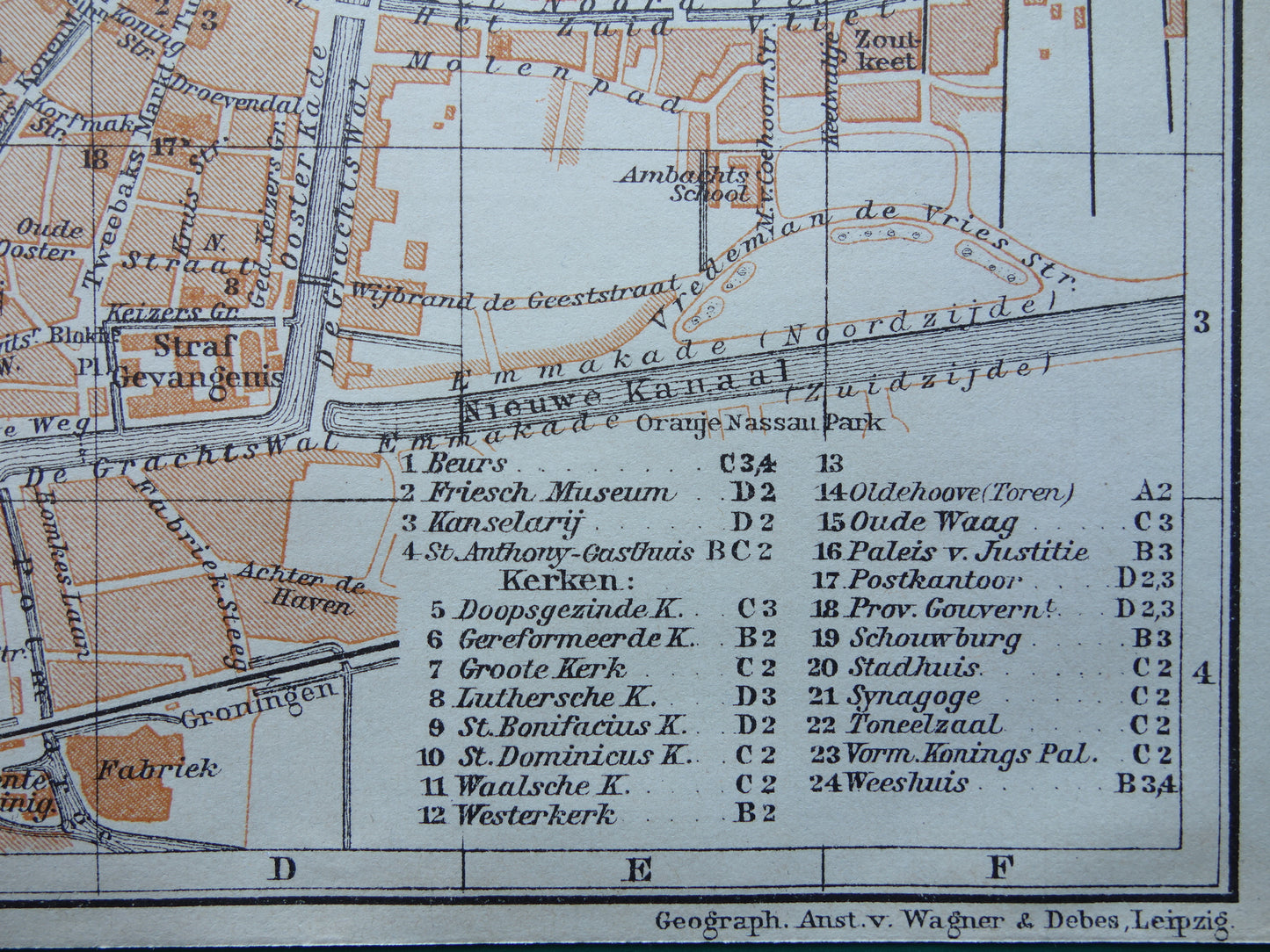 Leeuwarden oude kaart van Leeuwarden uit 1910 kleine originele antieke plattegrond vintage print