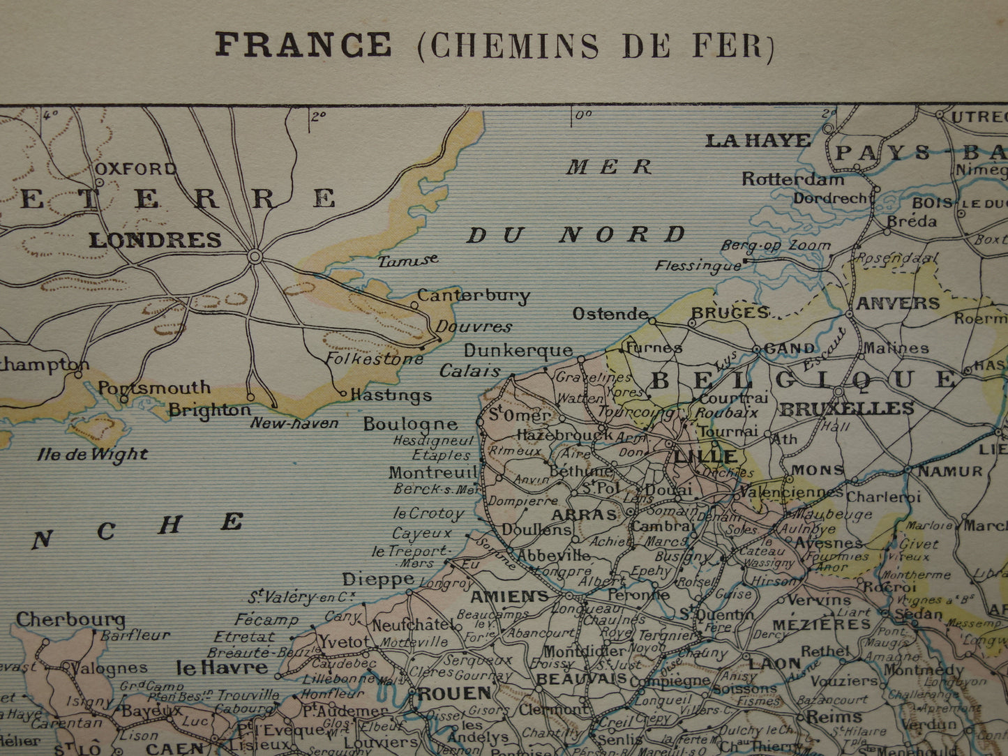 Old map of France with railways Antique map from 1902 Vintage maps French railway lines