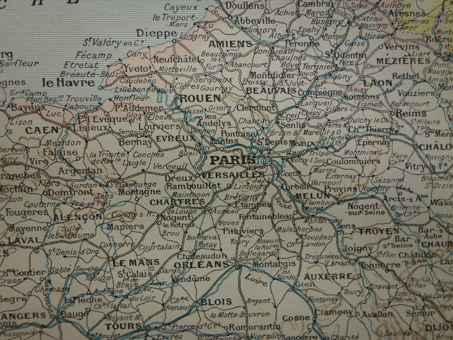 Old map of France with railways Antique map from 1902 Vintage maps French railway lines