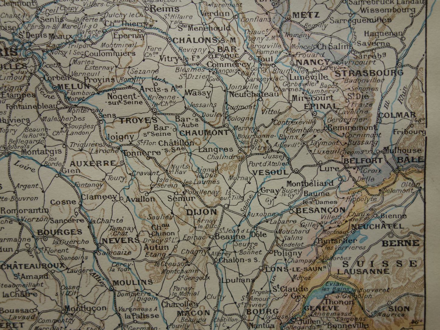 Old map of France with railways Antique map from 1902 Vintage maps French railway lines