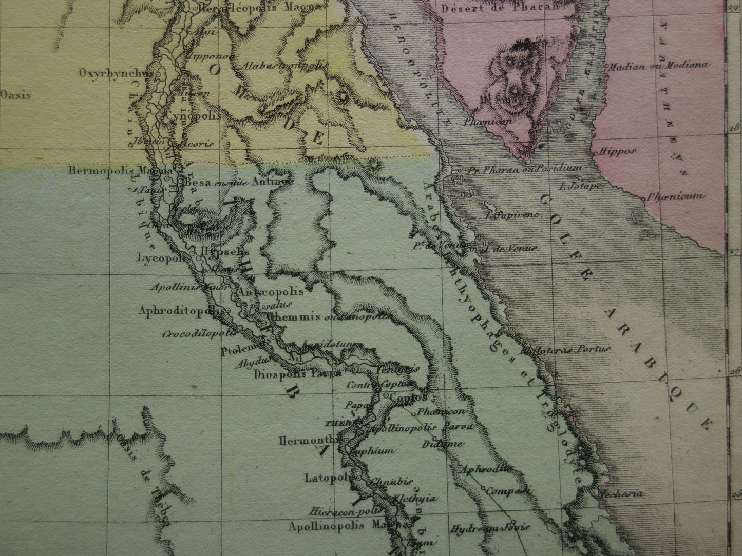 Map of Ancient Egypt Colorful antique French map of Egypt in classical antiquity - vintage maps