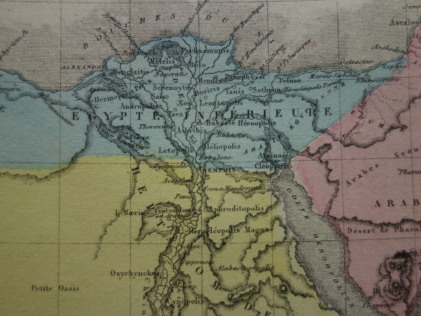 Map of Ancient Egypt Colorful antique French map of Egypt in classical antiquity - vintage maps