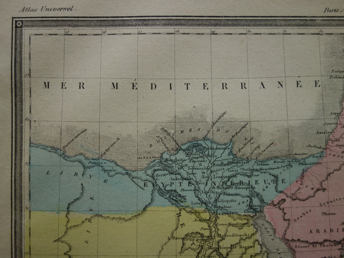 Map of Ancient Egypt Colorful antique French map of Egypt in classical antiquity - vintage maps
