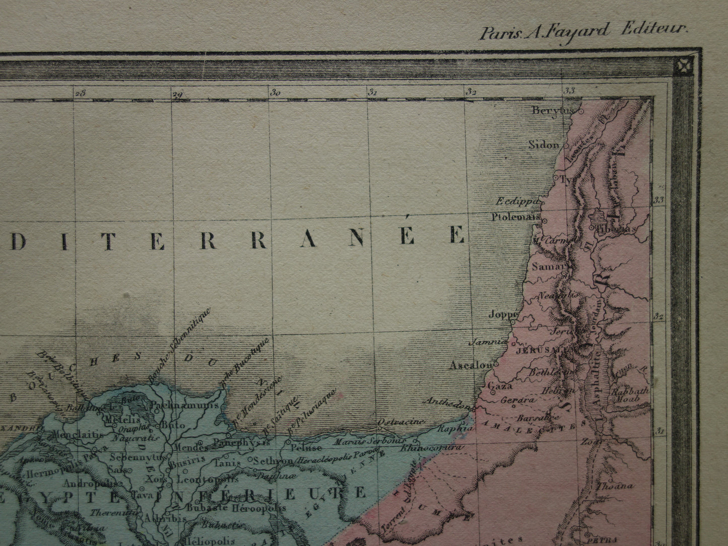 Map of Ancient Egypt Colorful antique French map of Egypt in classical antiquity - vintage maps