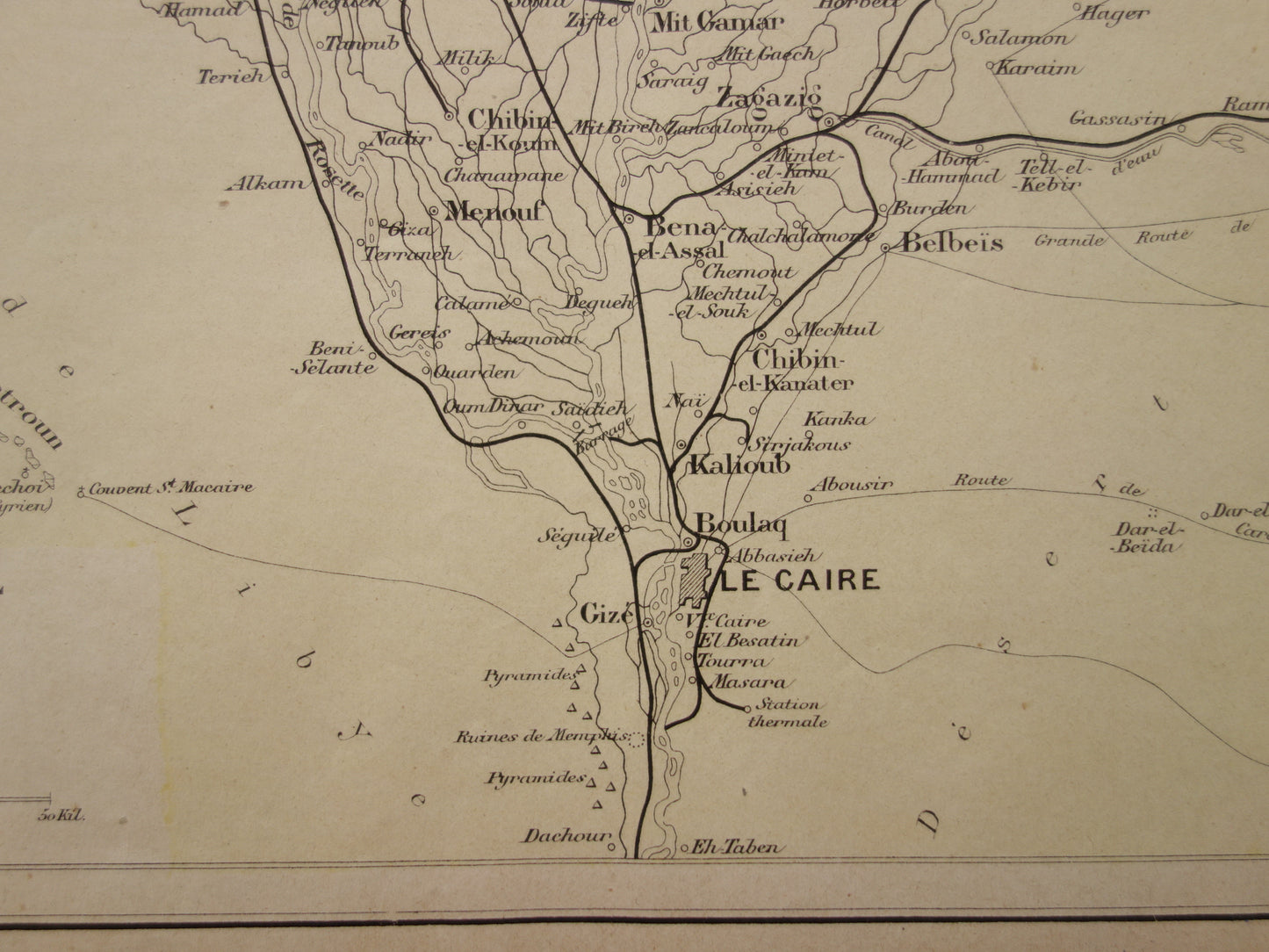 EGYPT antique map of the Nile Delta from 1896 Old French hand-colored map of the mouth of the Nile