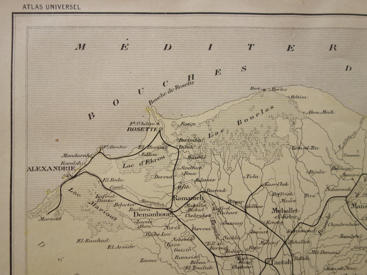 EGYPT antique map of the Nile Delta from 1896 Old French hand-colored map of the mouth of the Nile