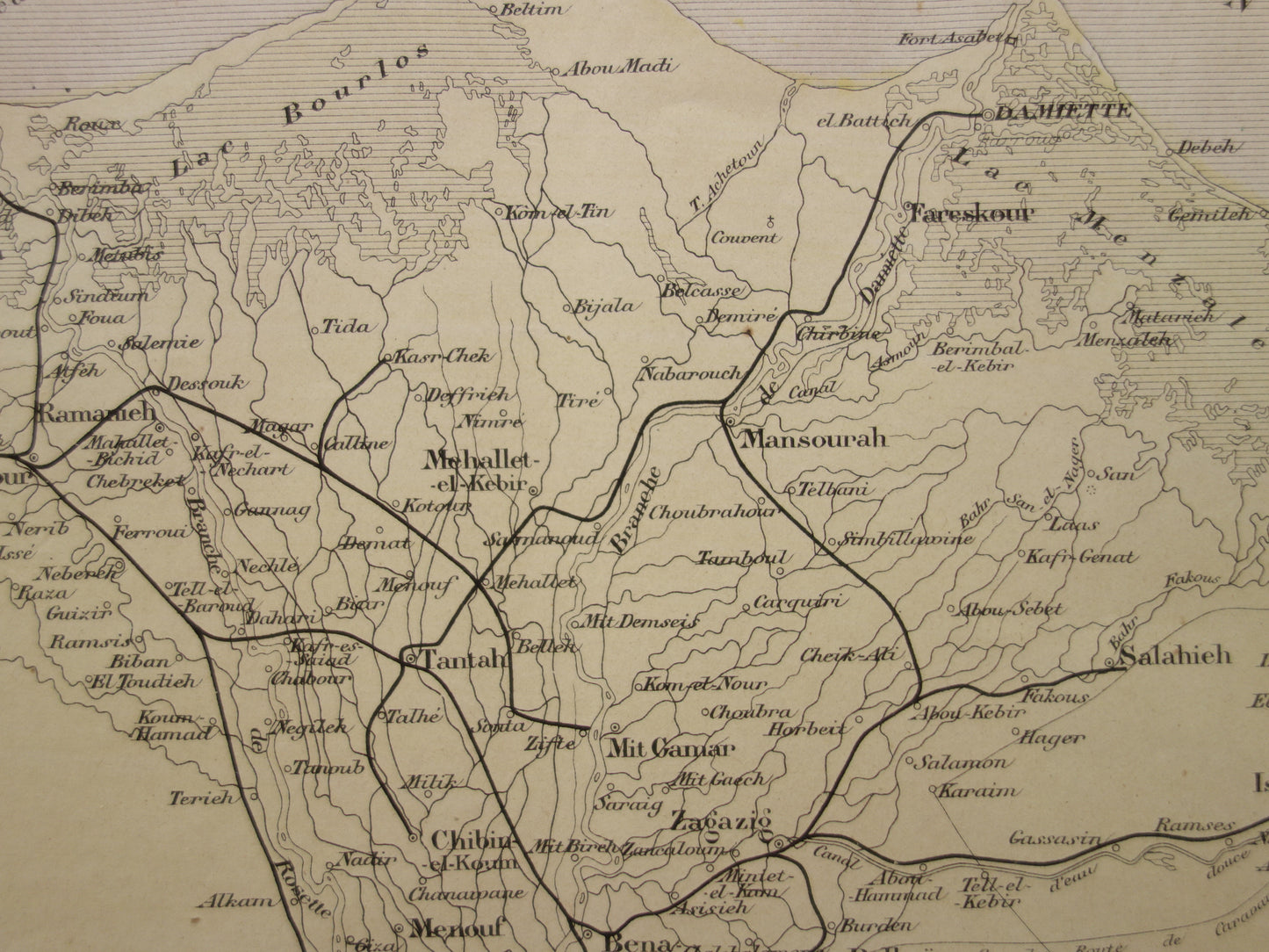 EGYPT antique map of the Nile Delta from 1896 Old French hand-colored map of the mouth of the Nile