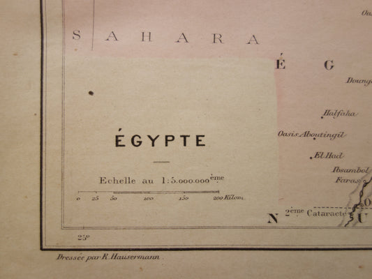 ÄGYPTEN Antike Karte von Ägypten aus dem Jahr 1896 Alte französische handkolorierte Karte
