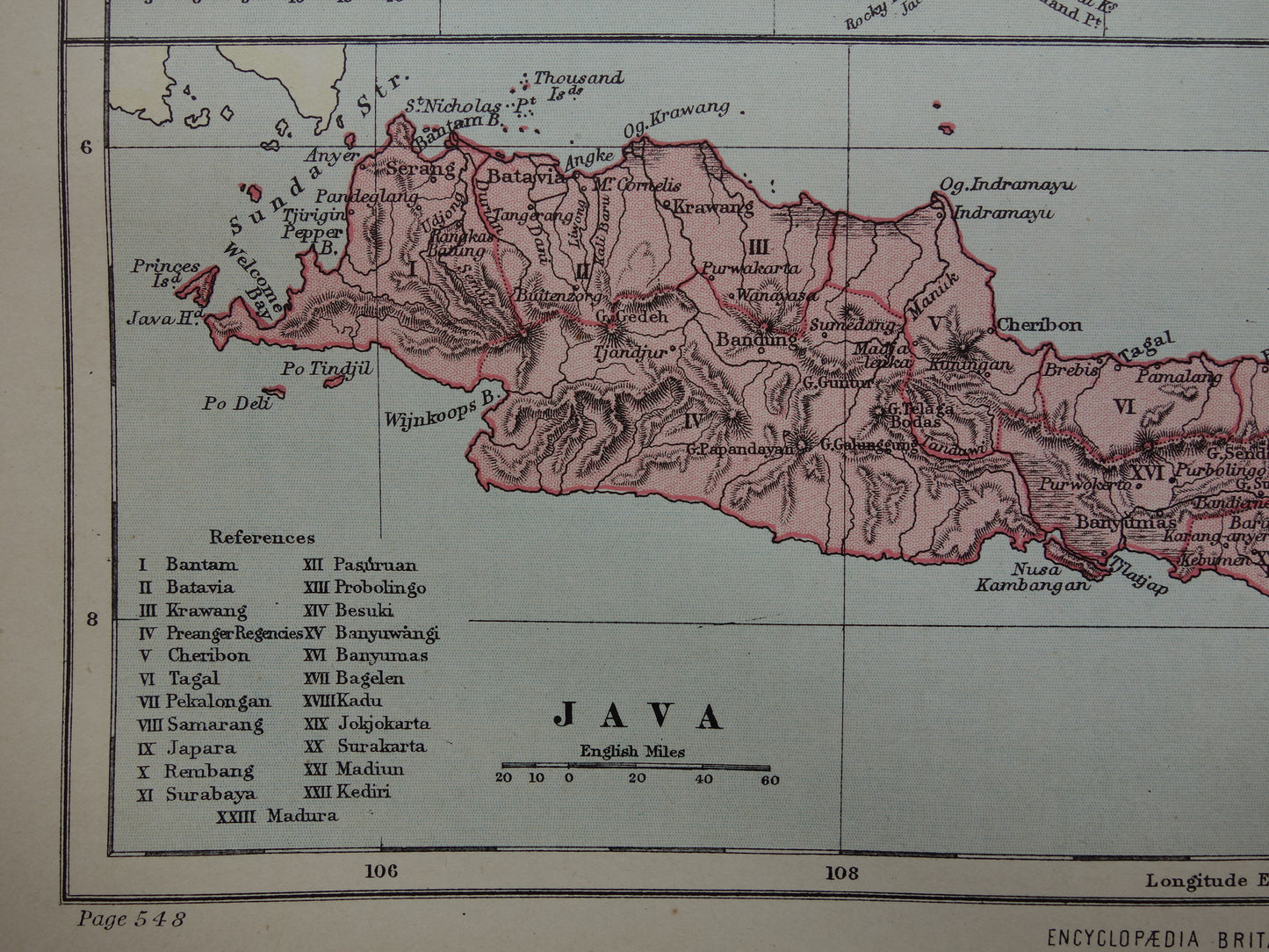 Old map of Jamaica Java and Bali original antique English map from 1880 vintage maps