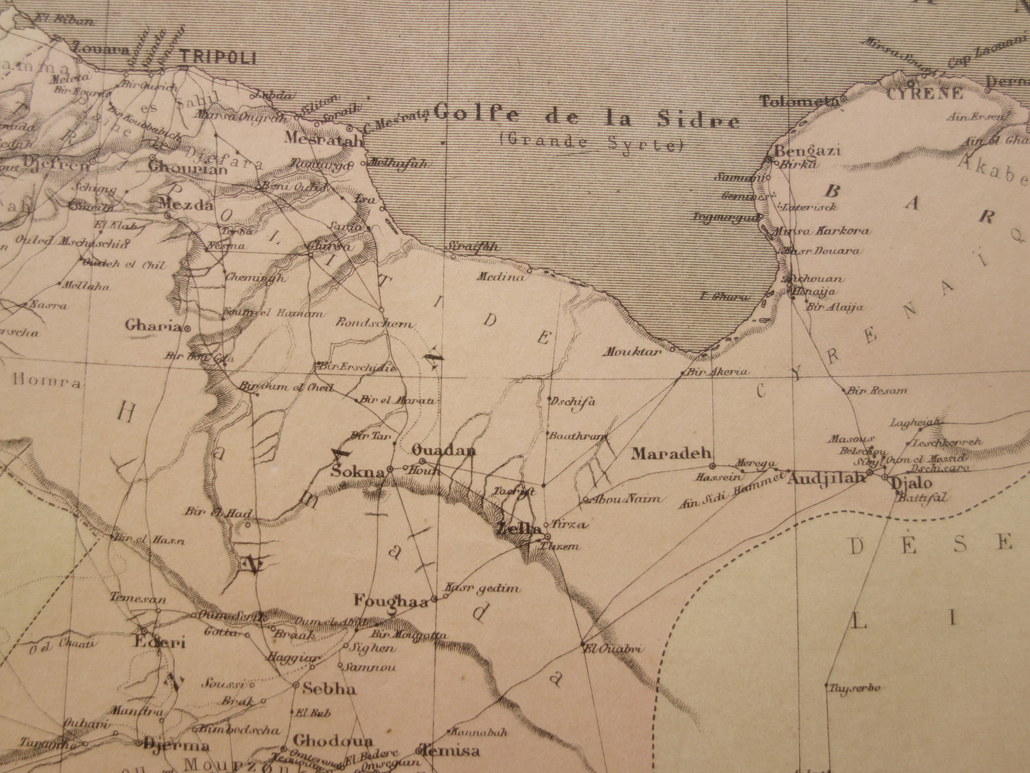 Libya old map 1896 original antique French map Tripoli