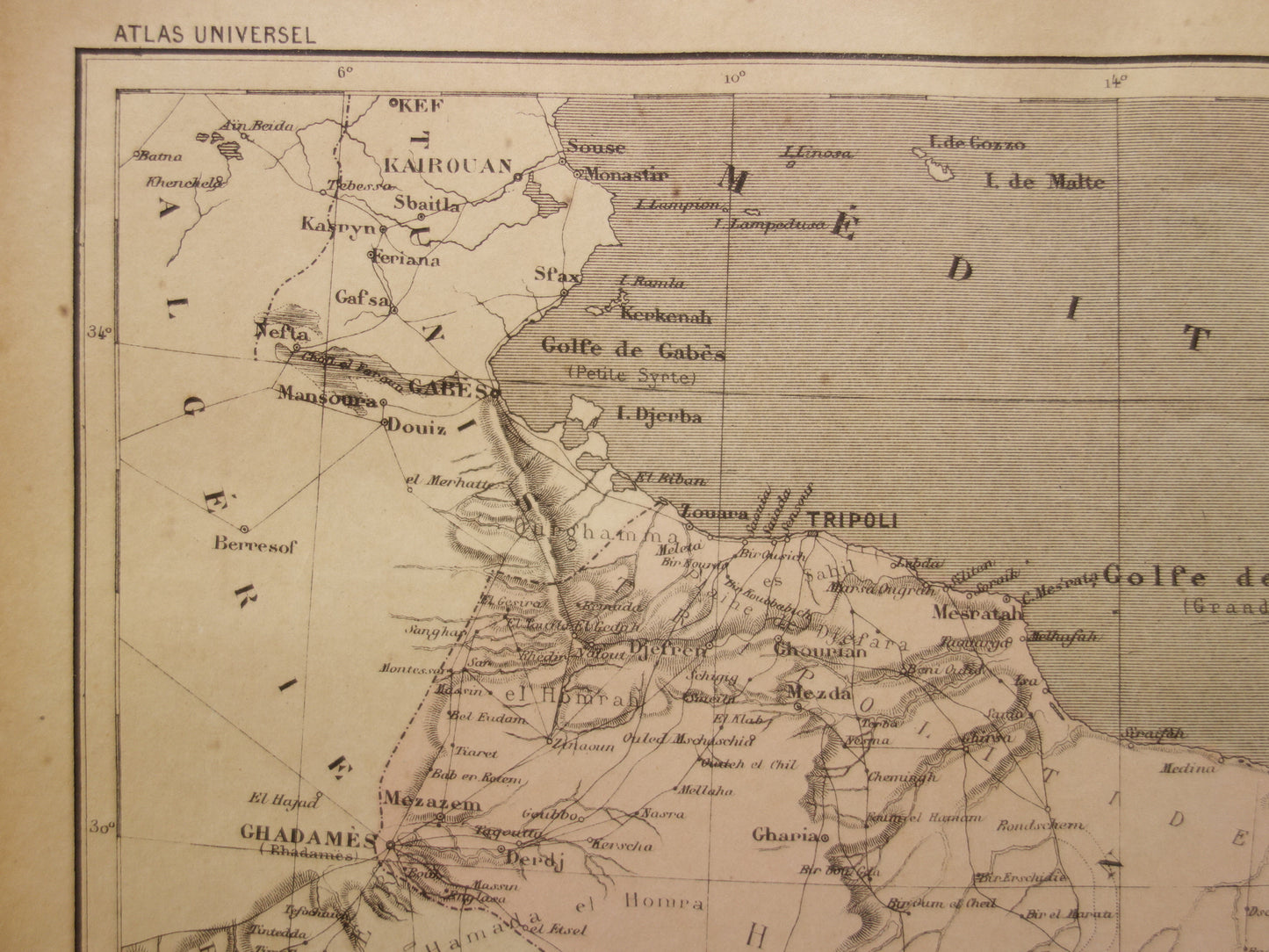 Libya old map 1896 original antique French map Tripoli