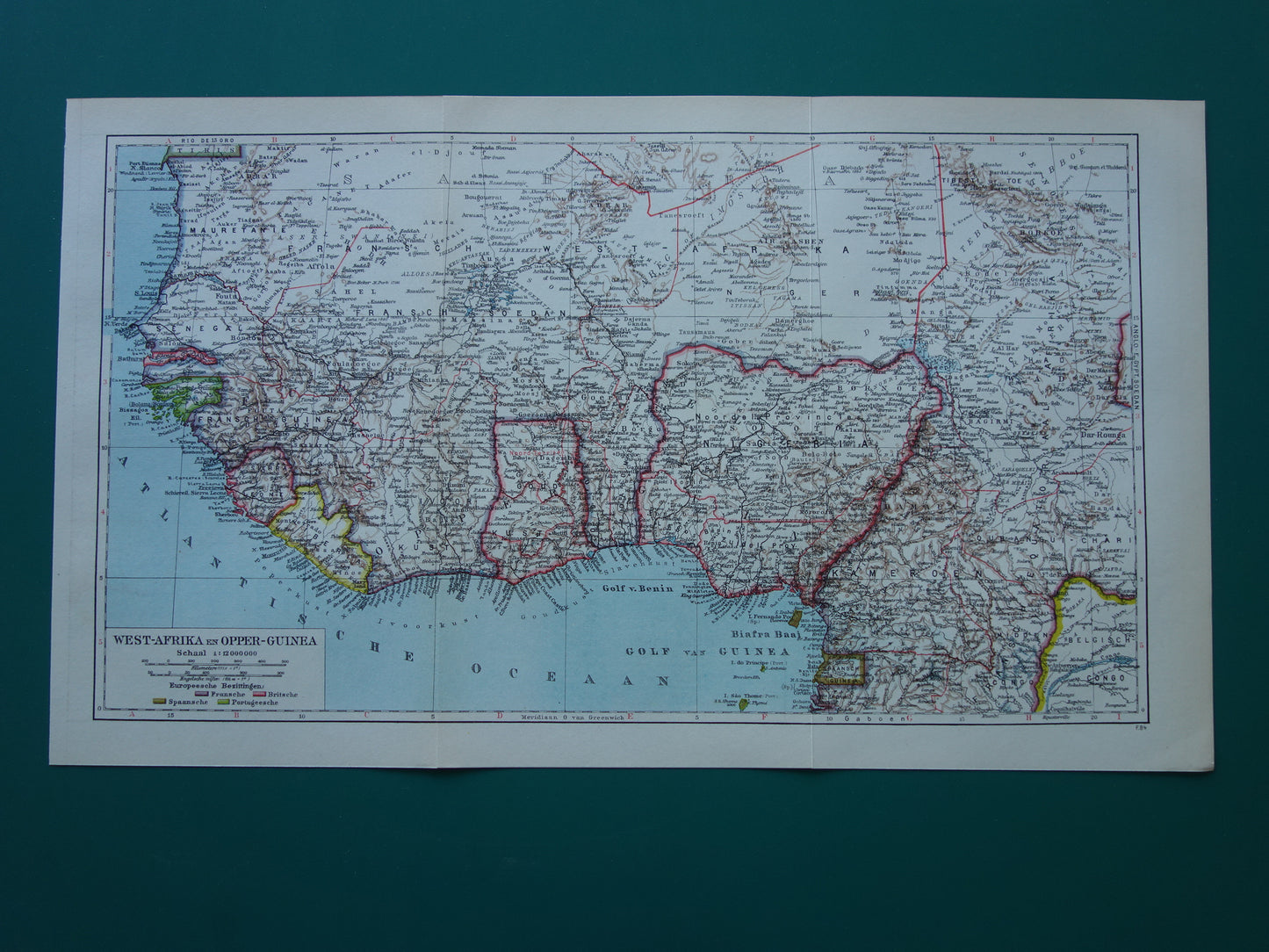 West Africa Old map of Nigeria Ghana Ivory Coast 90+ year old Dutch map vintage maps