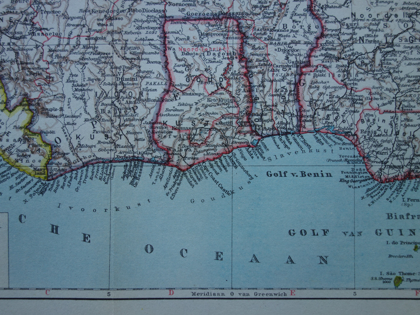 West Africa Old map of Nigeria Ghana Ivory Coast 90+ year old Dutch map vintage maps