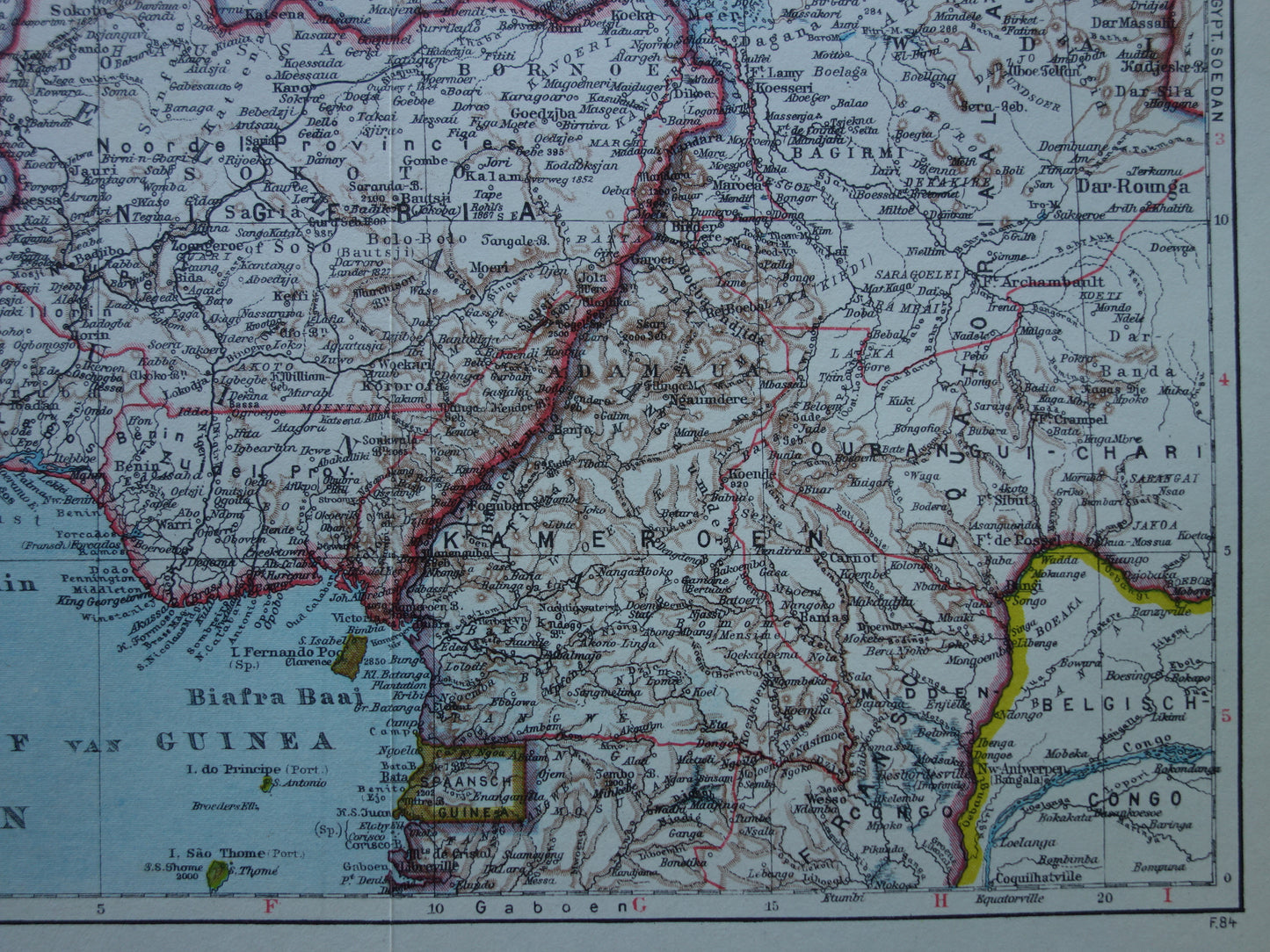 West Africa Old map of Nigeria Ghana Ivory Coast 90+ year old Dutch map vintage maps