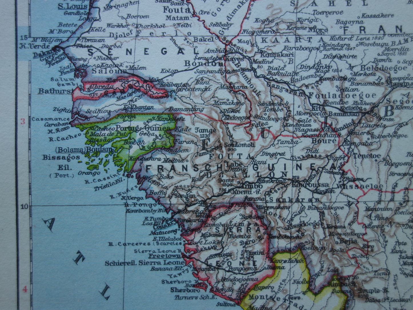 West Africa Old map of Nigeria Ghana Ivory Coast 90+ year old Dutch map vintage maps