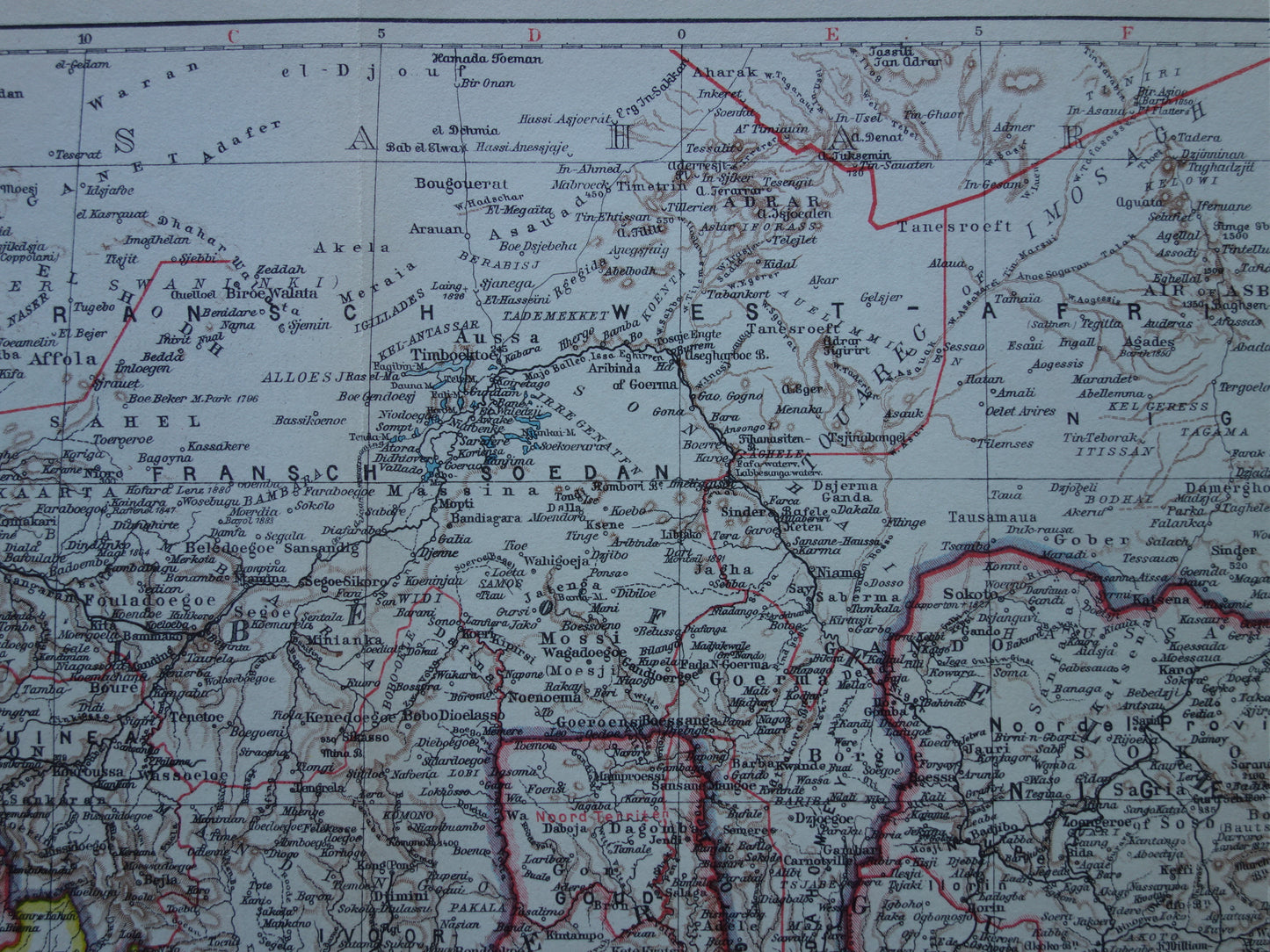 West Africa Old map of Nigeria Ghana Ivory Coast 90+ year old Dutch map vintage maps