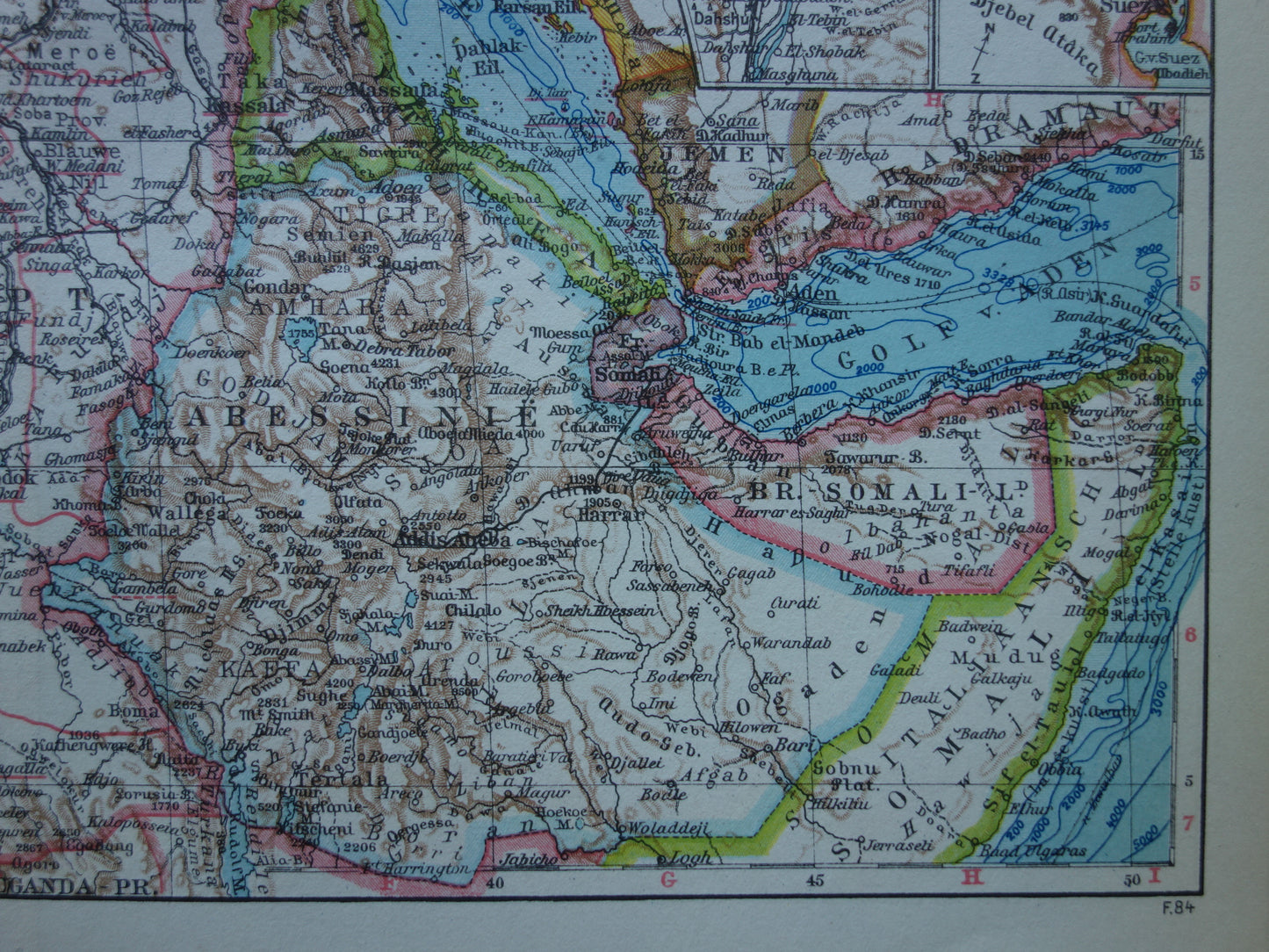 EGYPT vintage Dutch map of Northeast Africa from 1932 with Suez Canal Cairo Nile Delta map - original old maps