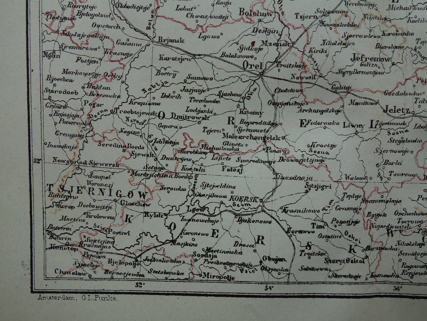RUSSIA old map Russia south of Moscow original antique Kuyper map from 1882 vintage Dutch maps