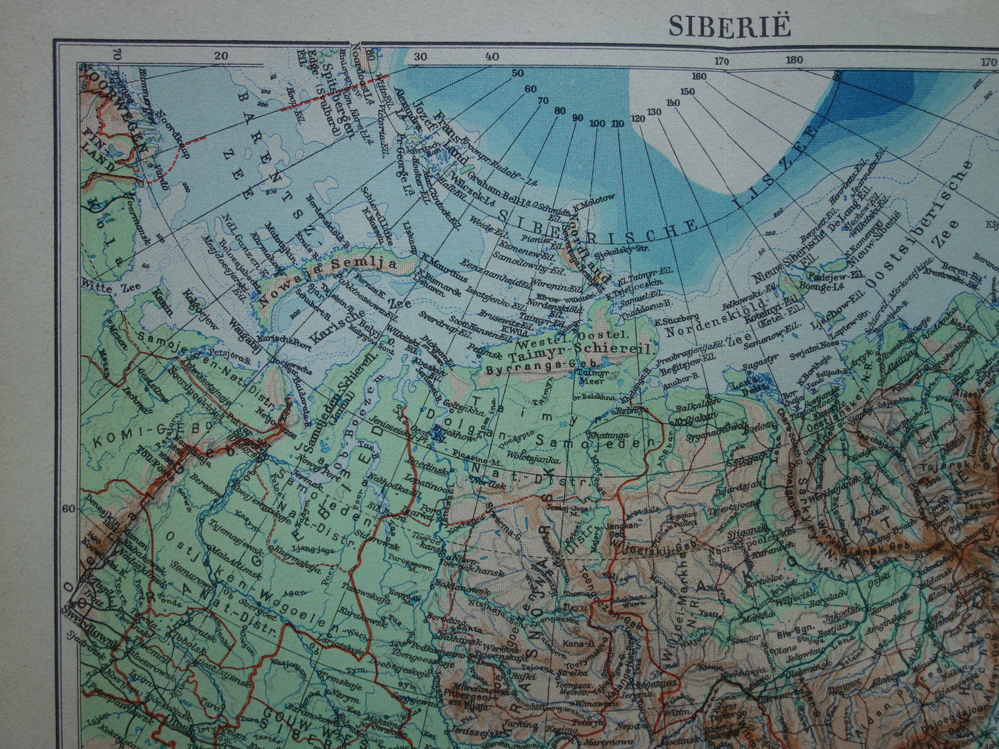 SIBERIE oude kaart van Siberië Nederlandse vintage landkaart uit 1937 Aziatisch Rusland
