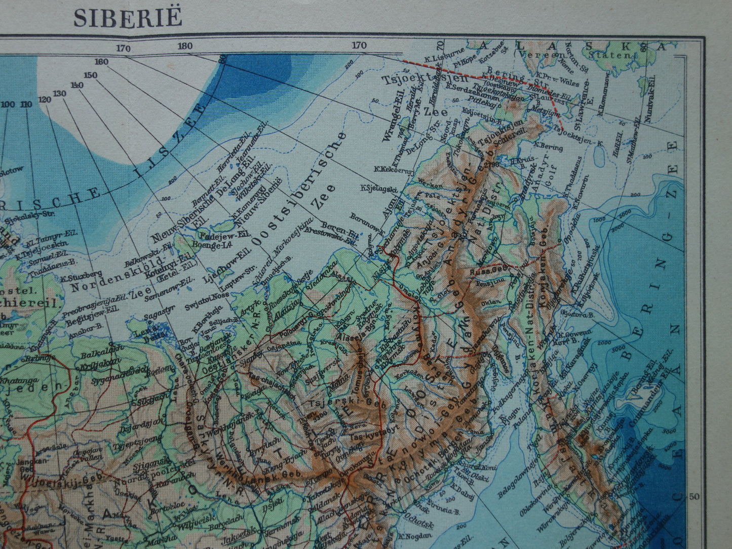 SIBERIE oude kaart van Siberië Nederlandse vintage landkaart uit 1937 Aziatisch Rusland